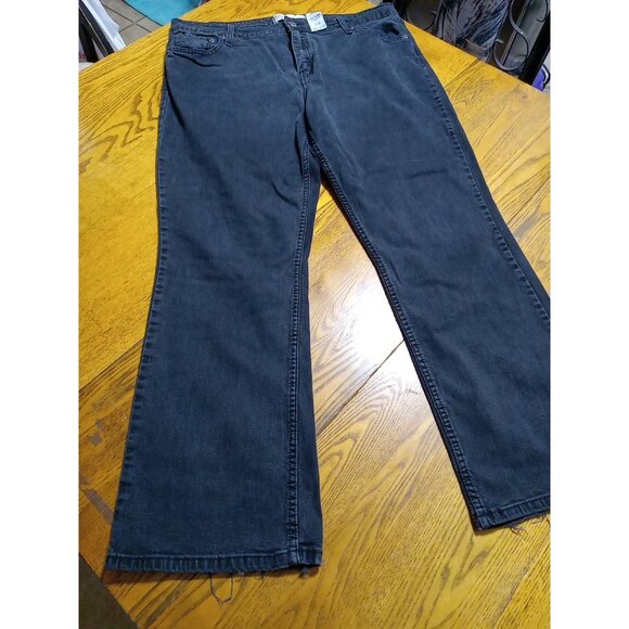 LEVI STRAUSS Jeans Womens 18 SHORT BLACK Faded MID RISE BOOTCUT  Preowned Denim - Picture 1 of 14